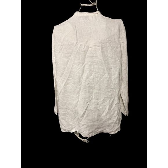 Beautiful J. Jill Love Linen Womens size medium beige white Long Sleeve Button D - Picture 4 of 8